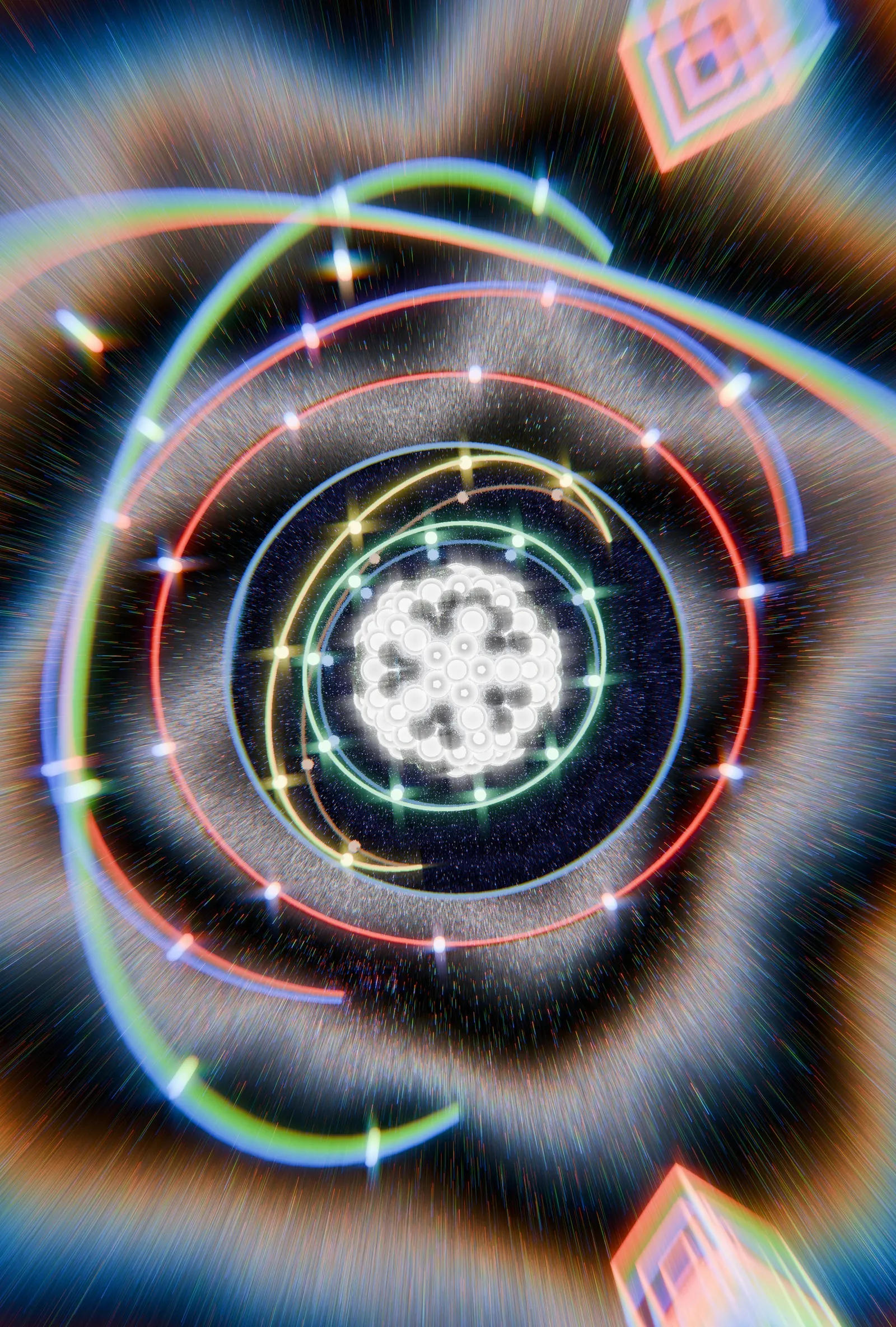 Abstract orbital rings of light encircling a cellular cluster